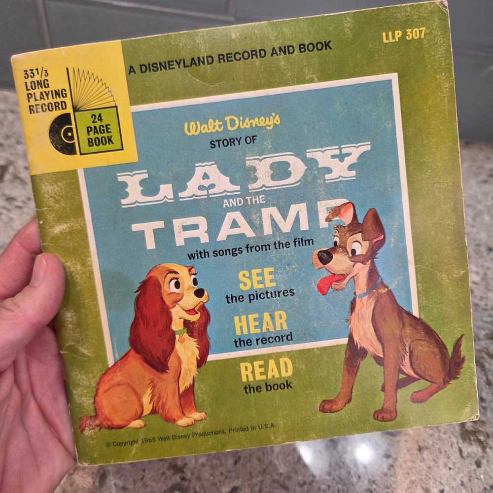 Walt Disney Lady and the Tramp Disneyland Record and Book LLP 307 Vintage 1965